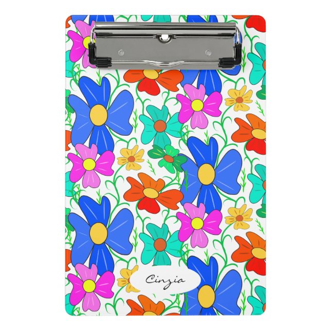 Mini Prancheta Caderno com padrão floral (Frente)