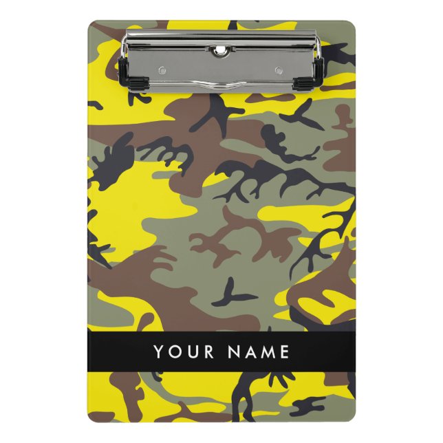 Mini Prancheta Camuflagem amarela e castanha Seu nome Personaliza (Frente)