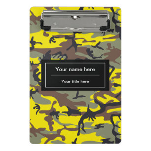 Mini Prancheta Camuflagem Amarela e Marrom, Militar, Exército