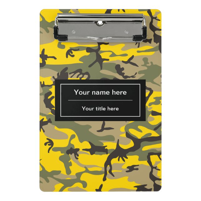 Mini Prancheta Camuflagem Amarela e Verde, Camuflagem, Militar, E (Frente)