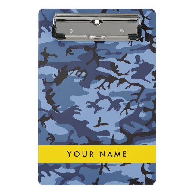 Mini Prancheta Camuflagem Azul Marinho Personalize seu nome (Frente)