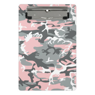 Mini Prancheta Camuflagem rosa e Cinza, Militar, Exército
