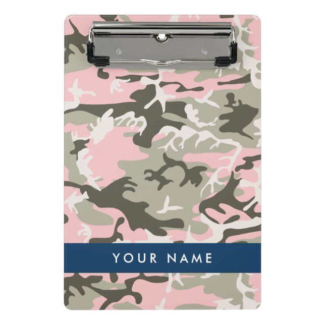 Mini Prancheta Camuflagem rosa e verde Seu nome personaliza (Frente)