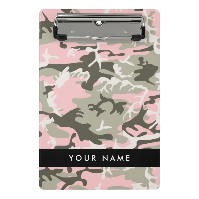 Mini Prancheta Camuflagem rosa e verde Seu nome personaliza (Frente)