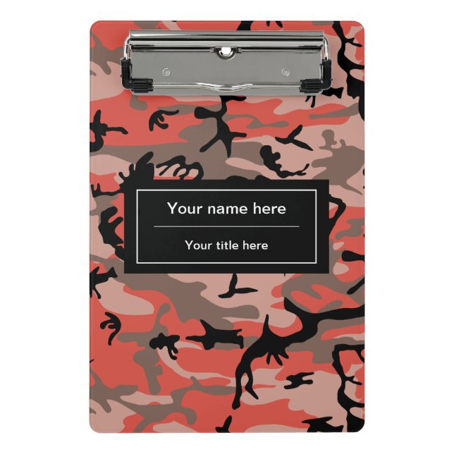 Mini Prancheta Camuflagem Vermelha e Marrom, Militar, Exército (Frente)