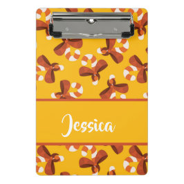 Mini Prancheta Candy cane wrapped with red bow pattern