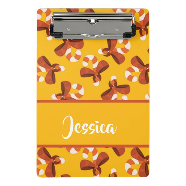 Mini Prancheta Candy cane wrapped with red bow pattern (Frente)