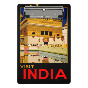 Mini Prancheta Cartaz de viagem da Índia arte vintage indiana