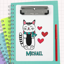 Cartoon de Gato Engraçado Personalizado Volta às A