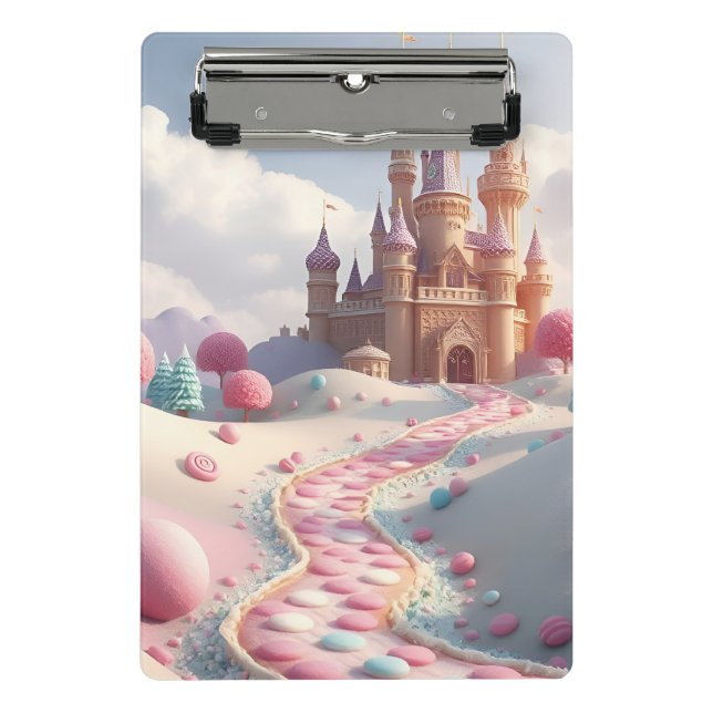 Mini Prancheta Castelo de Fada de Camada Branca de Neve Rosa-Rosa (Frente)