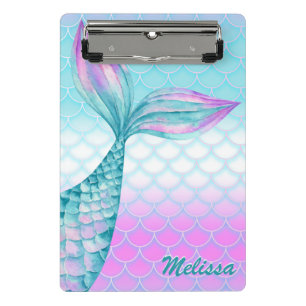 Mini Prancheta Cauda de Sereia Rosa Azul Feminina Personalizada