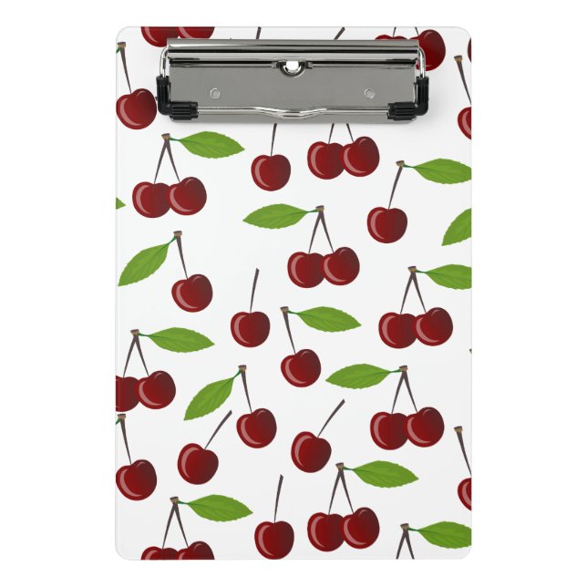 Mini Prancheta Cereja Vermelha, Padrão De Cerejas, Folhas, Fruta (Frente)