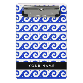 Mini Prancheta Chave Grega Meander, Chave Wave, Azul, Seu Nome