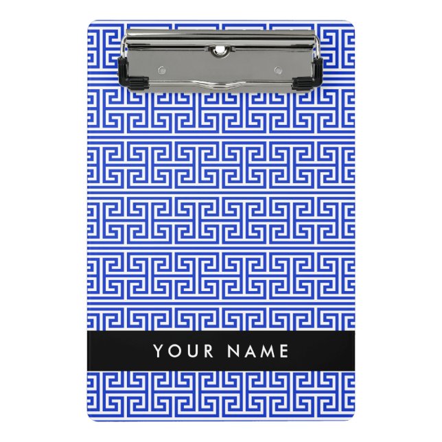 Mini Prancheta Chave Grega Meander H Blue, Seu Nome Personalizar (Frente)
