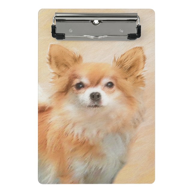 Mini Prancheta Chihuahua Pintura De Cachorro De Cabelo Longo (Frente)