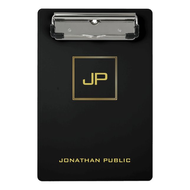 Mini Prancheta Chique moderno elegante do modelo Dourado do preto (Frente)