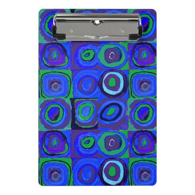 Mini Prancheta Círculo Quadrado do Kandinsky Farbstudie Blue Quad (Frente)
