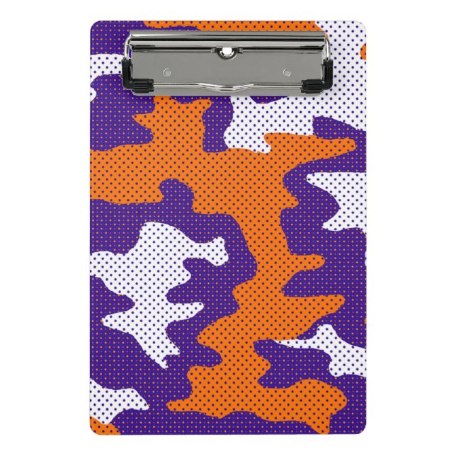 Mini Prancheta Clemson-Inspired Orange & Purple Tiger Camo (Frente)
