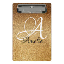 ClipBoard Personalizada com Glitter Glitter Dourad