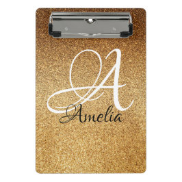Mini Prancheta ClipBoard Personalizada com Glitter Glitter Dourad
