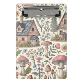 Mini Prancheta Cogumelo de Cottagecore e Padrão Floral