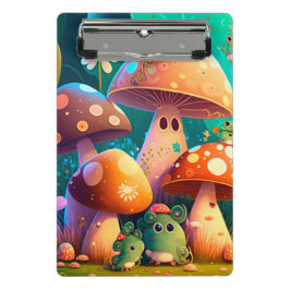 Mini Prancheta Cogumelos e flores insetos verdes
