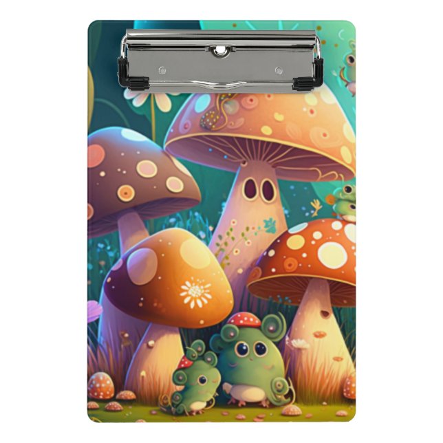 Mini Prancheta Cogumelos e flores insetos verdes (Frente)