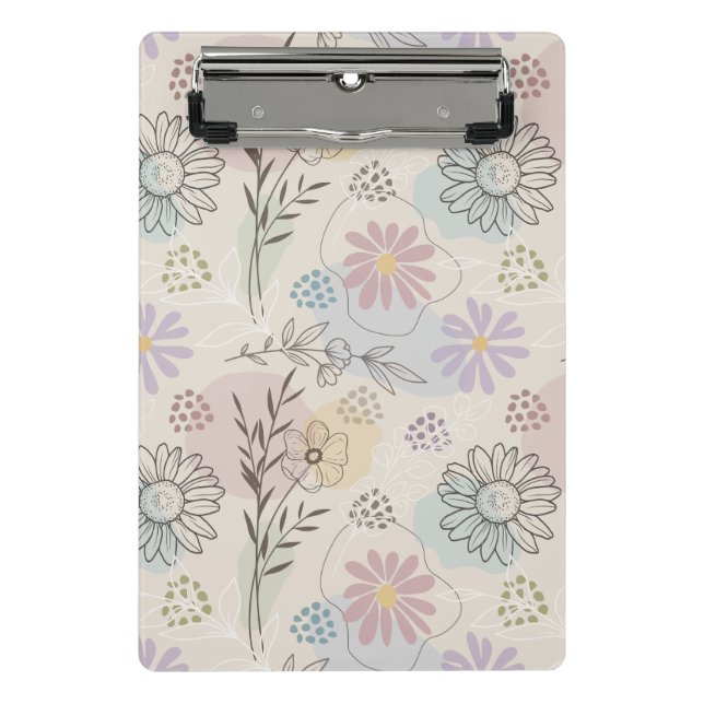 Mini Prancheta Colagem de Flor Silvestre Pastel – Geométrico Flor (Frente)