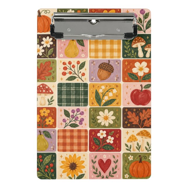 Mini Prancheta Colheita de Outono Floral Patchwork – Rústico F (Frente)