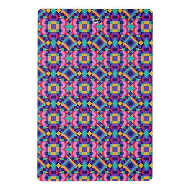 Mini Prancheta Colorful clipboard features a vibrant geometric  (Verso)