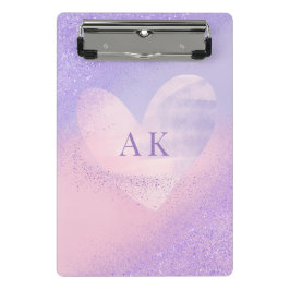 Mini Prancheta Coração Gradiente Roxo Rosa Monograma