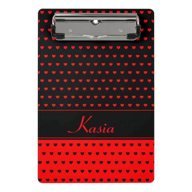 Mini Prancheta Corações Na moda, vermelho e preto, nome/ Modelo d (Frente)
