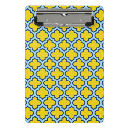 Mini Prancheta Corante amarelo e azul-bebê, latido, quatrefoil