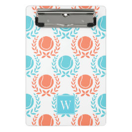 Mini Prancheta Coroa de Louro de Tênis Preppy - Coral e Turquesa