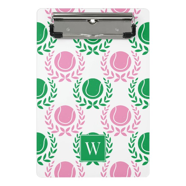 Mini Prancheta Coroa de Louro de Tênis Preppy - Rosa e Verde (Frente)