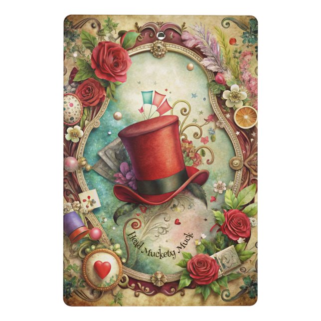 Mini Prancheta Create Your Own Whimsical Red Top Hat (Verso)