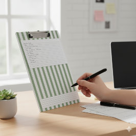 Mini Prancheta Crie seu próprio padrão verde branco riscado