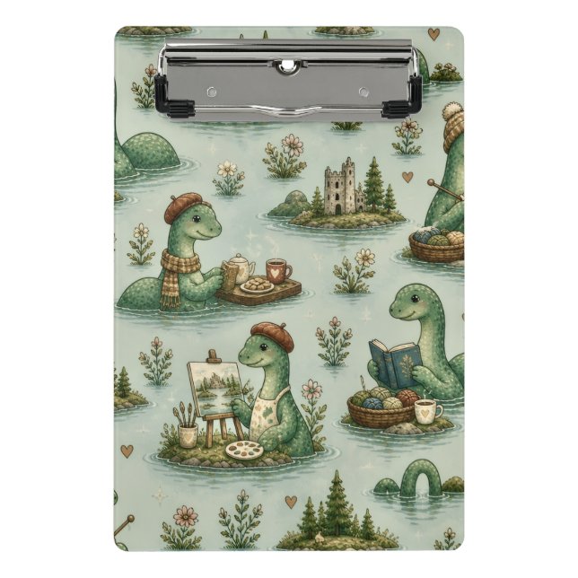 Mini Prancheta Criptídeos Aconchegantes Nessie Monstro do Lago Ne (Frente)