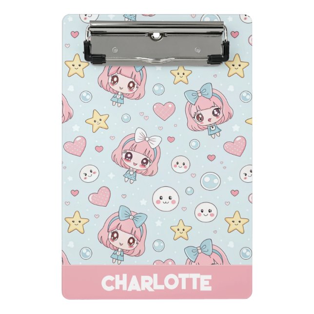 Mini Prancheta Custom Anime Kawaii with Hearts and Star (Frente)