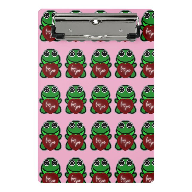Mini Prancheta Custom Love You Kawaii Frog Heart Gift (Frente)