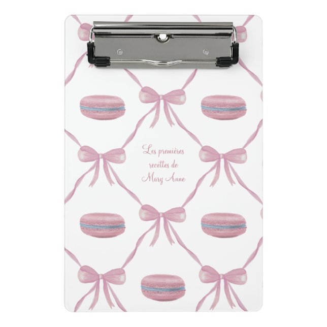 Mini Prancheta Custom Pink Macarons Frilly Coquette French Recipe (Frente)