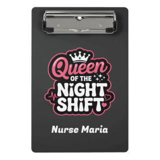 Mini Prancheta Custom Queen of the Night Shift Pink Nurse Crown