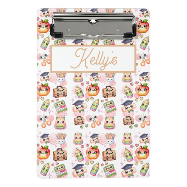 Mini Prancheta Cute Anime School Personalize Name (Frente)