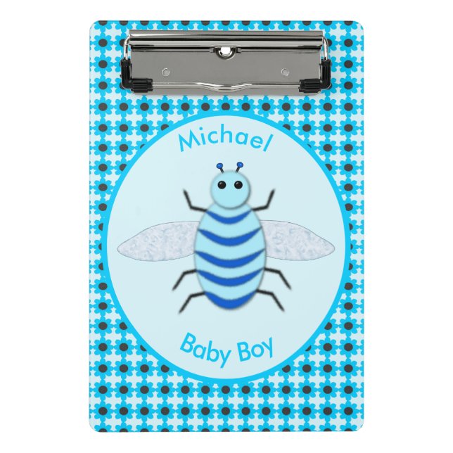 Mini Prancheta Cute Blue Baby Boy Personalizado (Frente)