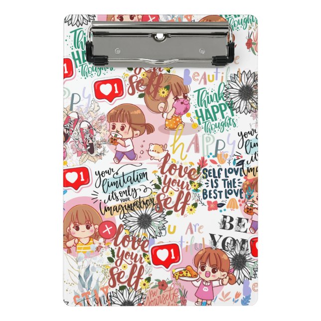 Mini Prancheta Cute Motivational – Positive Quote Kawaii  (Frente)