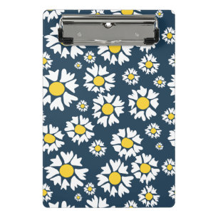 Mini Prancheta Daisy Pattern, Floral Pattern, White Daisies