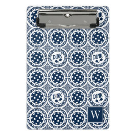 Mini Prancheta Damascado Preppy de Pickleball – Motivo Dink Azul