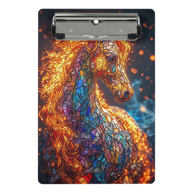 Mini Prancheta Desenho de Cavalo em Vidro Pintado (Frente)