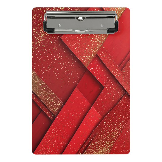 Mini Prancheta Desenho Geométrico Abstrato Vermelho e Dourado (Frente)