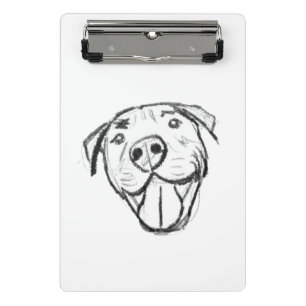 Mini Prancheta desenho pitbull simples amantes de cães preto bran